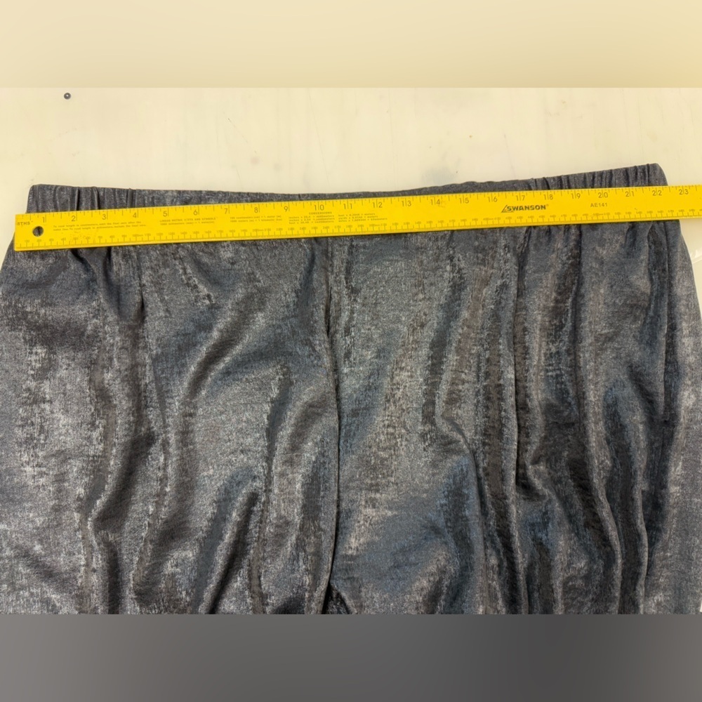 NWT Johnny Was Black Shimmer Wide Leg Pants PLUS 3X $265 Elastic Waist Pull‎ On - Picture 8 of 15